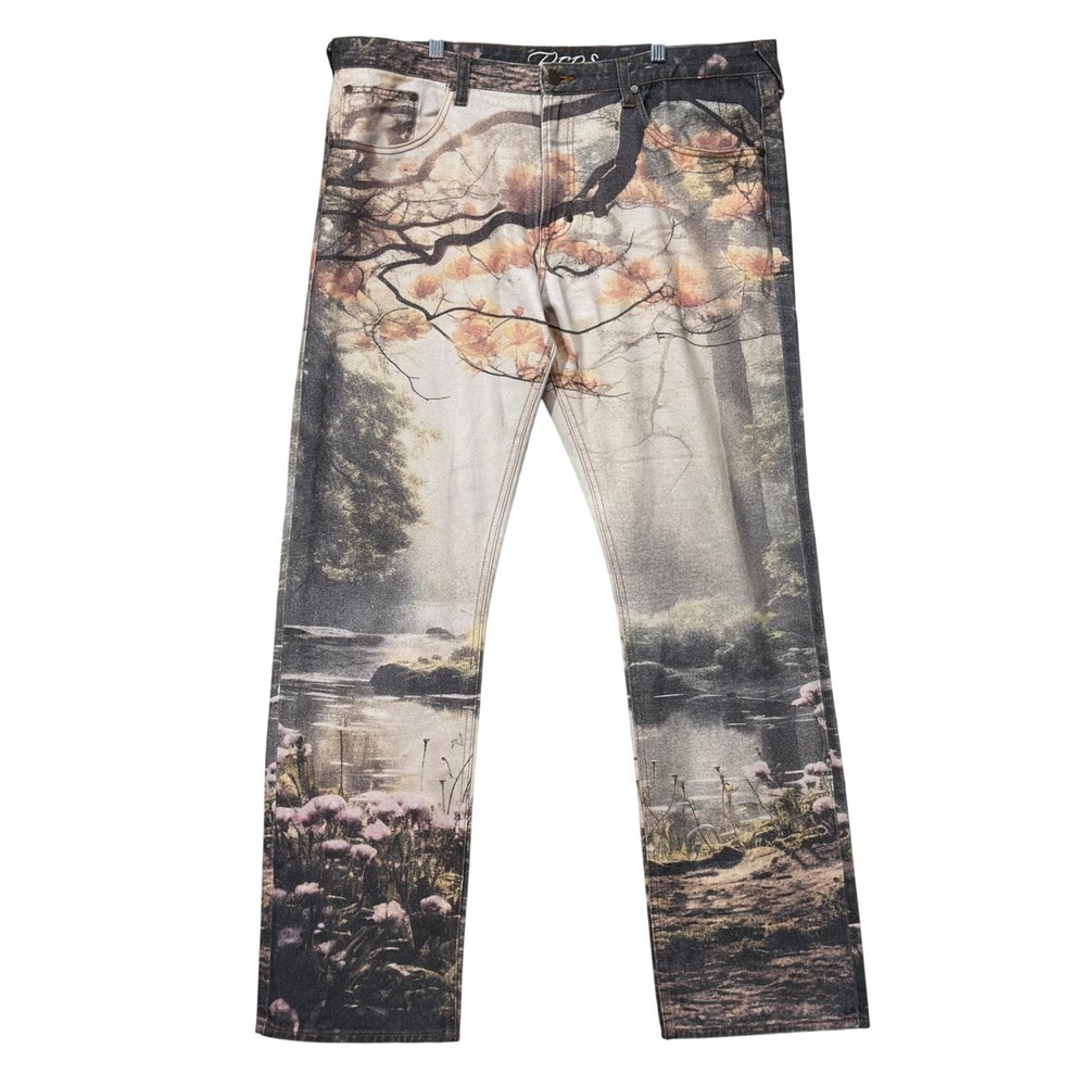 PRPS Solitude Jeans Mens 38 Forest Print Scenic Graphic Denim Straight